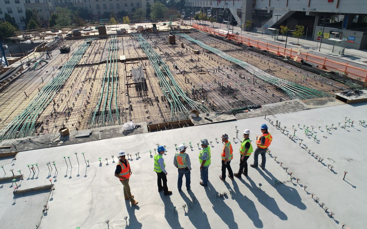 Reinforced concrete structure under construction on a building site in Mallorca